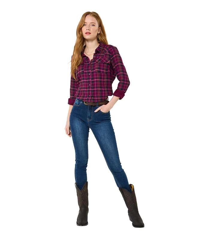 Joe Browns Women's Western Style Check Shirt, Purple, 16 - Image 1