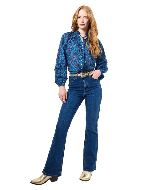Joe Browns Women's Boho Paisley Top Blouse, Blue, 8