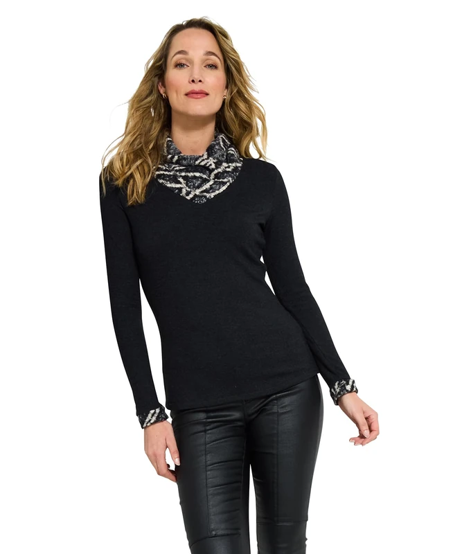 Joe Browns Women's Soft Cowl Neck Jersey Top Blouse, Black, 16