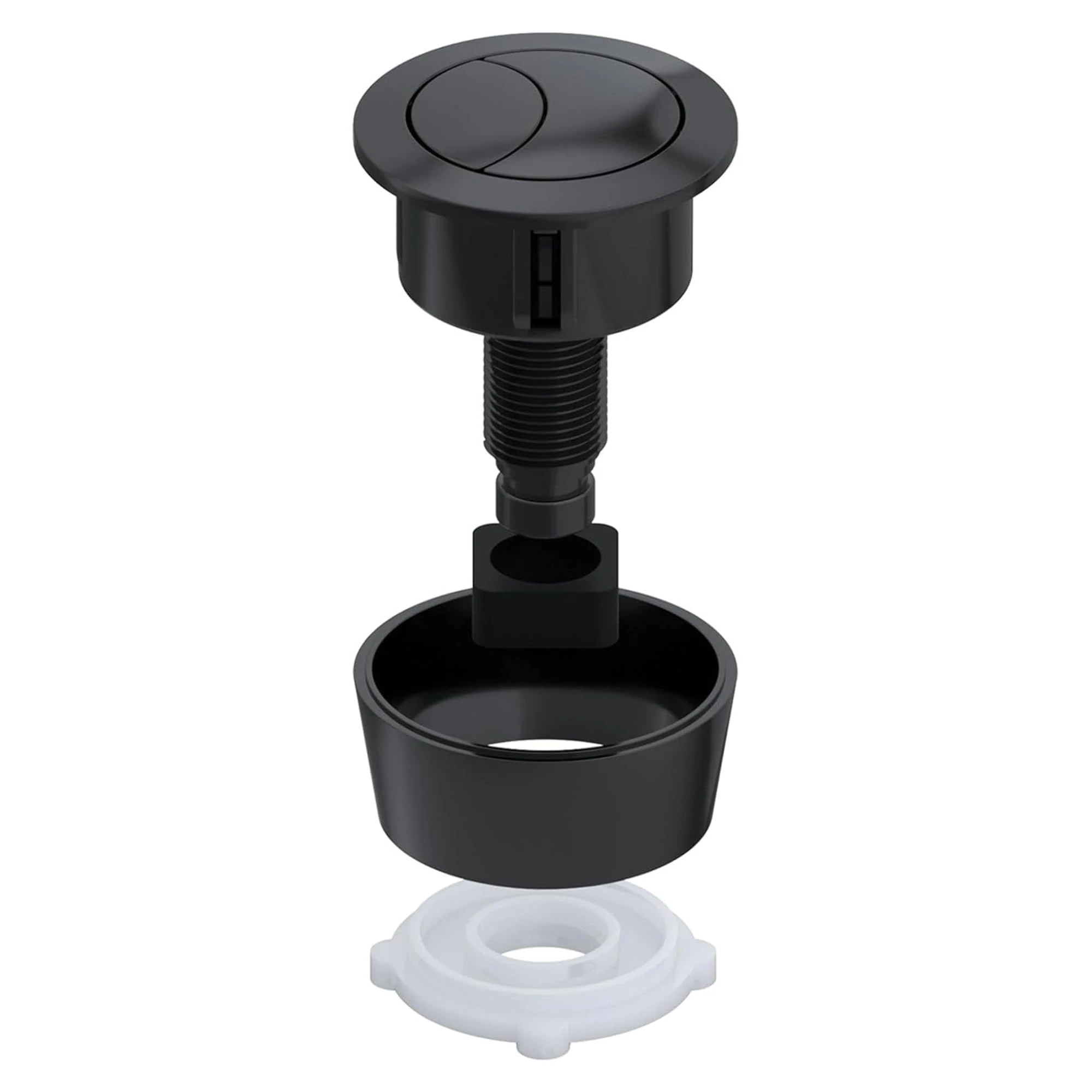 Hulthor Universal Toilet Flush Button Kit – Toilet Push Button Dual Flush Replacement for 40mm, 50mm & 60mm Cistern Lid Holes – Cable Operated (Black)