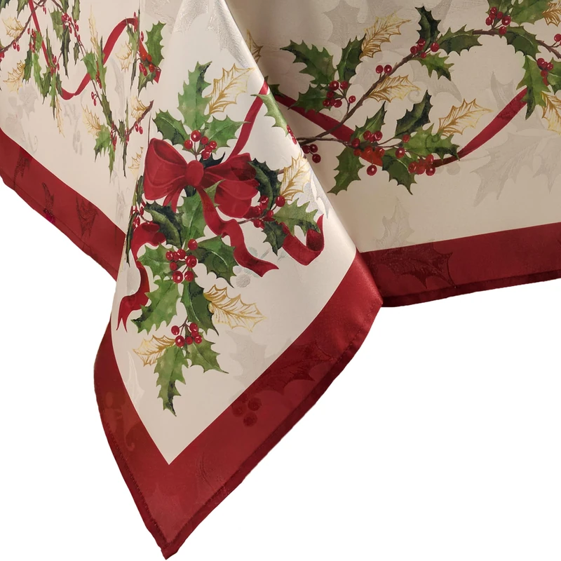 Elrene Home Fashions Villeroy & Boch Winter Bows & Garland Christmas/Holiday Tablecloth, 60"x102" Rectangle