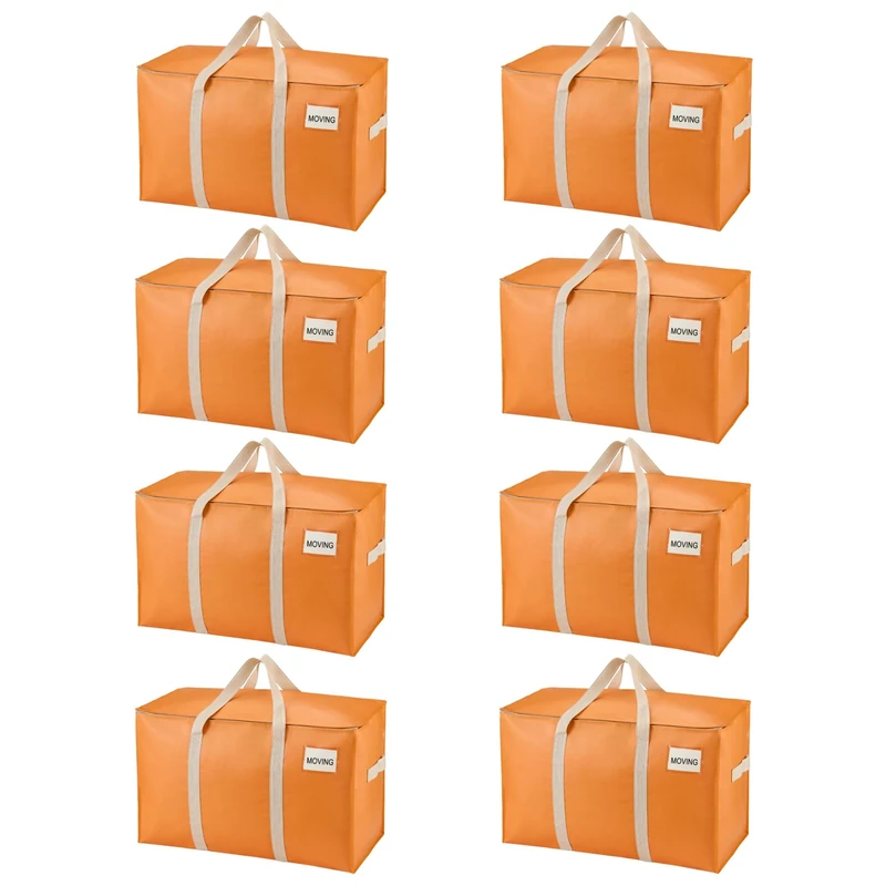 VENO 8 Pack Moving Bags, Heavy Duty Moving Bags, Alternative to Moving Boxes, Storage Supplies, Dorm Essentials with Zipper for Clothes, Packing Bags