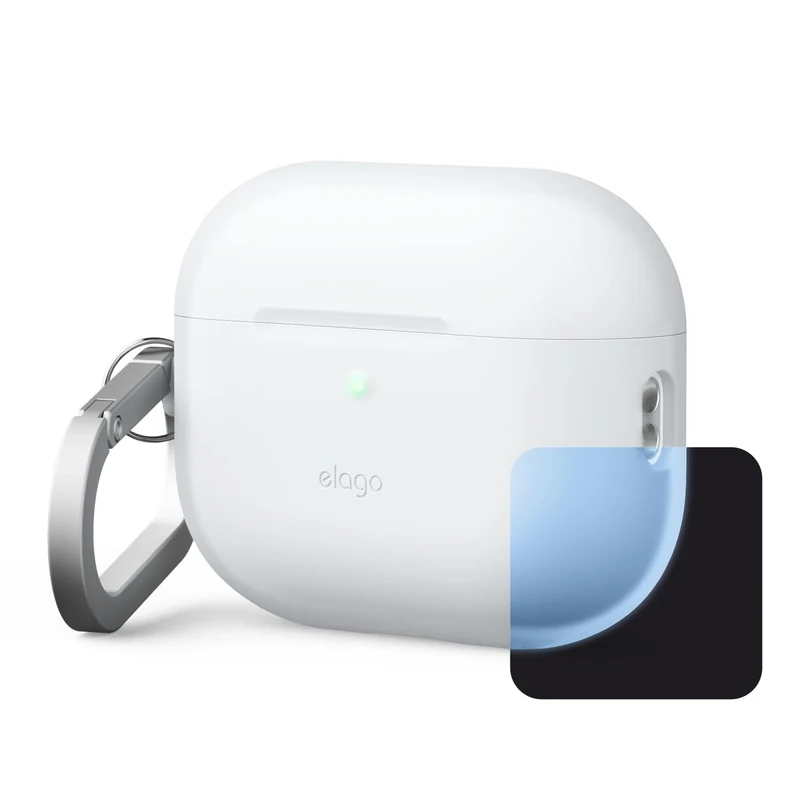 elago Premium Silicone Case Compatible with AirPods Pro 3 Case Cover - Carabiner Included, Supports Wireless Charging, Shock Resistant, Full Protection, Headphone Accessories (Nightglow Blue)