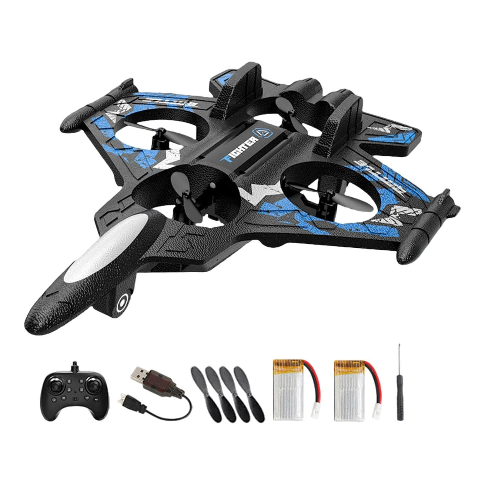 Fenteer Remote Control Airplane with Light RC Glider Outdoor Flying Toy Collision Resistant 4 Channel Foam Aircraft RC Plane for Kids, Blue 2RC