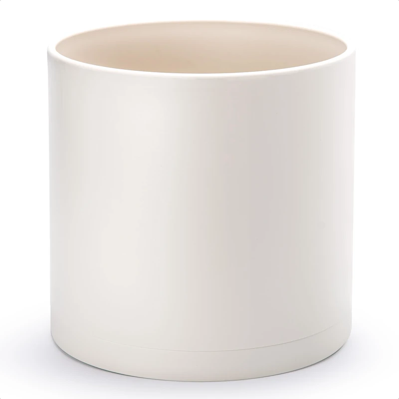 D'vine Dev Plastic Planter Pot with Saucer, 14 in, Oatmeal, 74-X-H-4