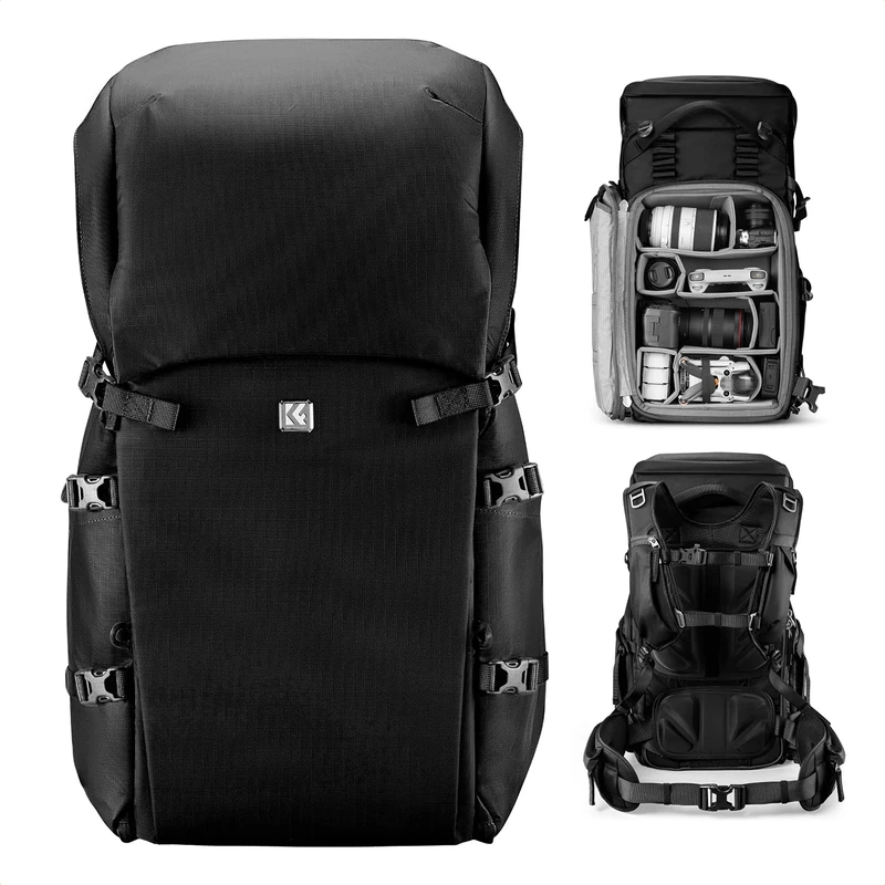 K&F Concept Camera Backpack, Large Capacity Camera Bag, Waterproof DSLR Camera Pack Extra Large Photography Bag (XL-black, XL)