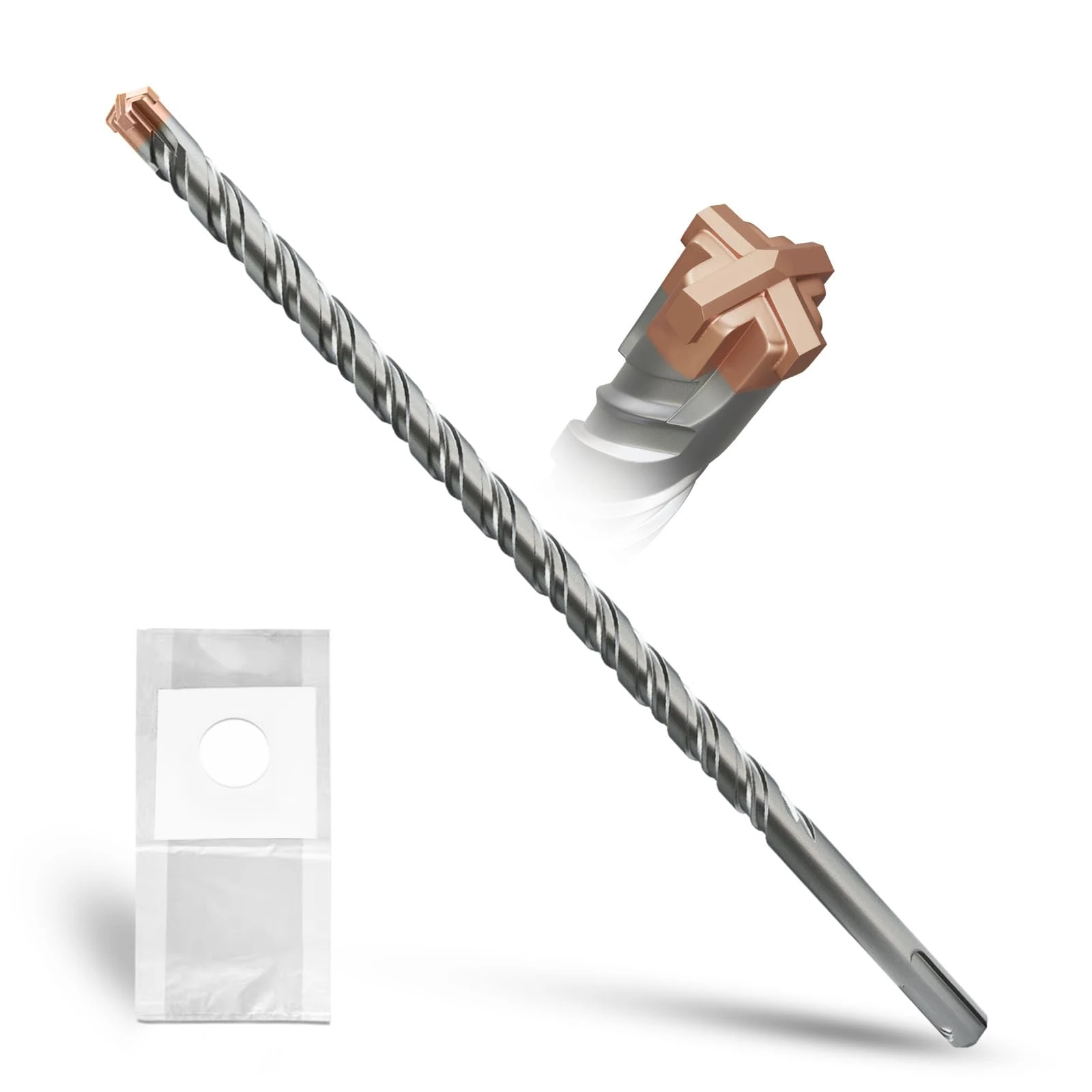 METOTY SDS Plus Hammer Drill Bit 14mm×350mm, with 4 Carbide Cutting Edges, Head with Coating, Masonry Drill, Hammer Drill, Concrete Drill, for Stone, Concrete, Natural Stone, Brick Wall