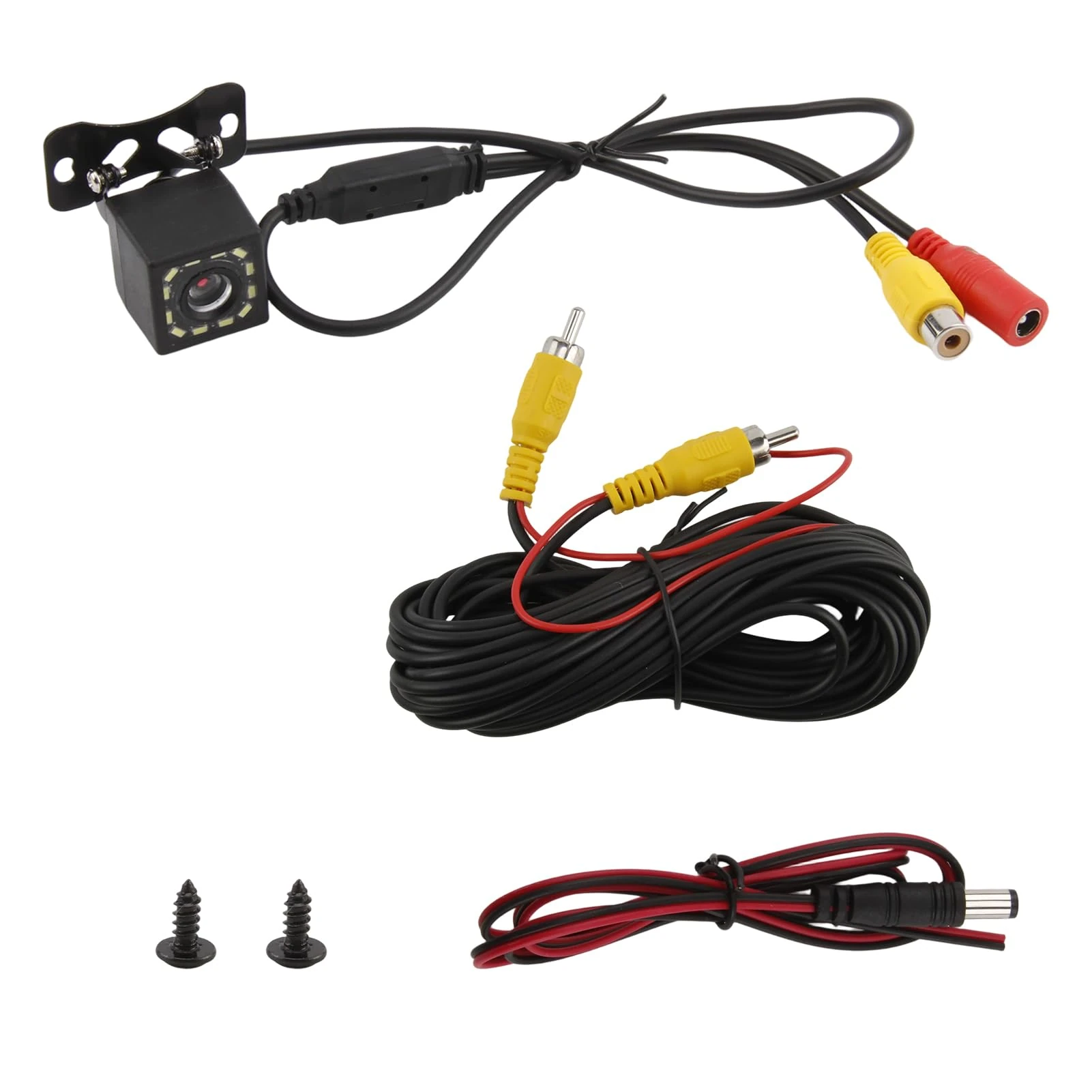 Car Reversing Camera with 12 Led Night Vision, 170° Wide Angle Rear View Camera Ip66 Waterproof, Parking Camera with Rca Cable and Guidelines For Cars, Vans, Suvs, Trucks, Caravans, Rvs