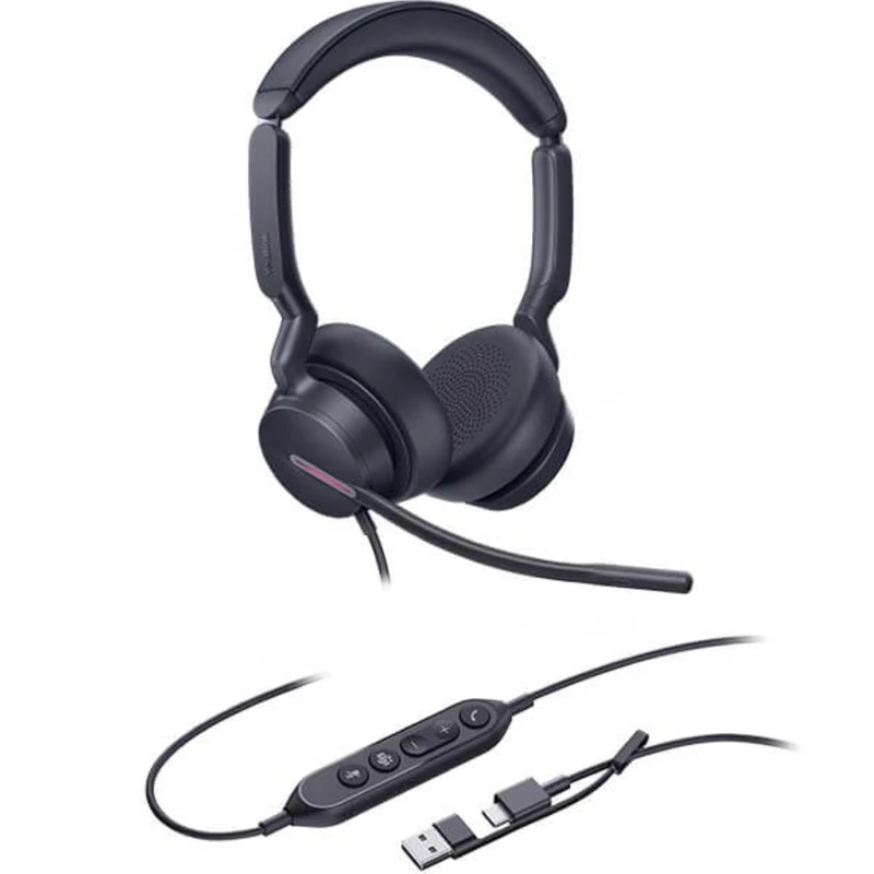 Yealink UH46 Dual USB Wired Headset with USB-C/A Adapter, Teams variant