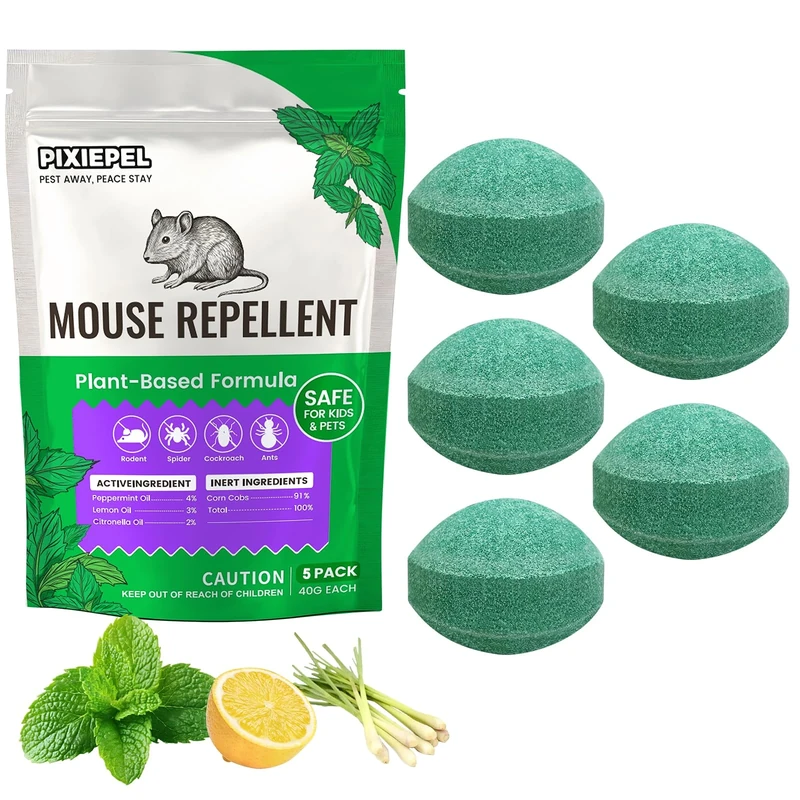 Mouse Repellent Balls, 40g Extra Strength Pest Control with Peppermint & Citronella Oil – Repels Mice, Rats, Roaches – Safe Indoor & Outdoor for Home, Car, Garage, Shed, Caravan, Boats – 5Pack