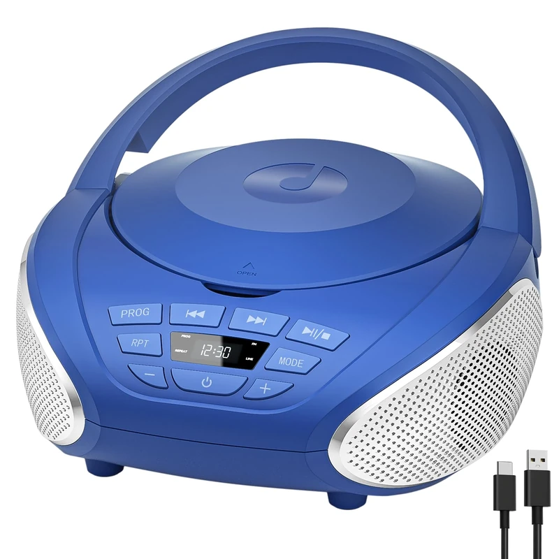 Gueray Portable CD Player Boombox with FM Radio, AUX & Headphones