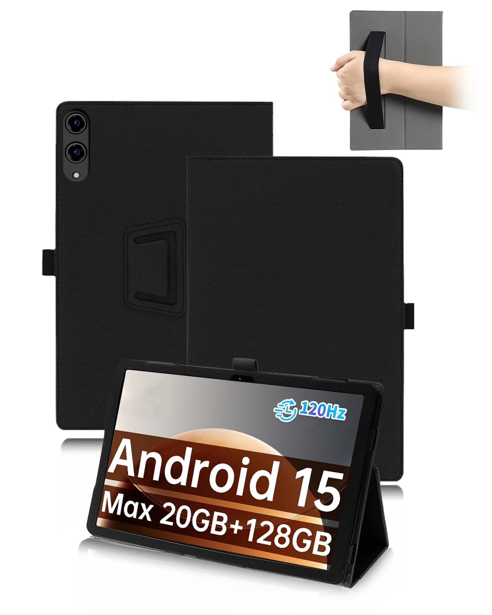 toergy Protective Case for TECLAST T65 13.4 inch 2025 Newest Tablet with Hand Strap & Stand& Anti-Drop Feature - Sleek and Simple Design,Black