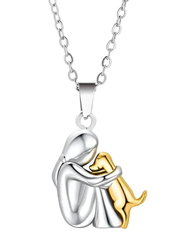 925 Sterling Silver Dog Hug Necklace, Pet Jewelry Gift for Women - Image 1