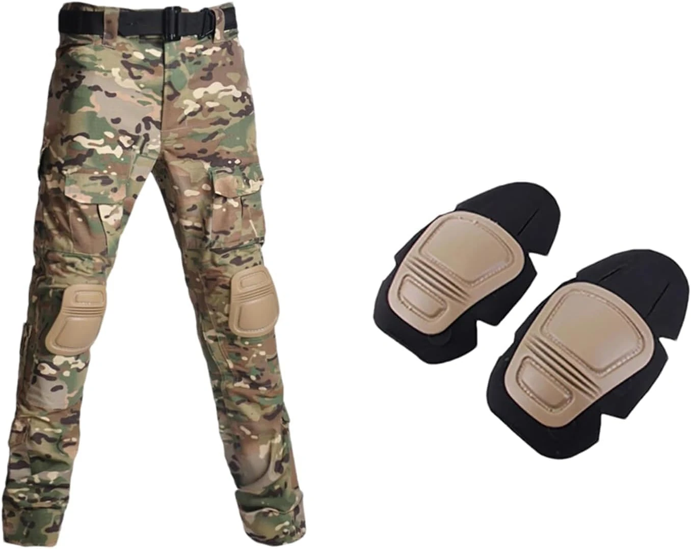 Tactical Camo Combat Uniform Training Suits Men Shirt Pants Hunting Clothes Paintball Clothing With Pads, Pants Cp, M