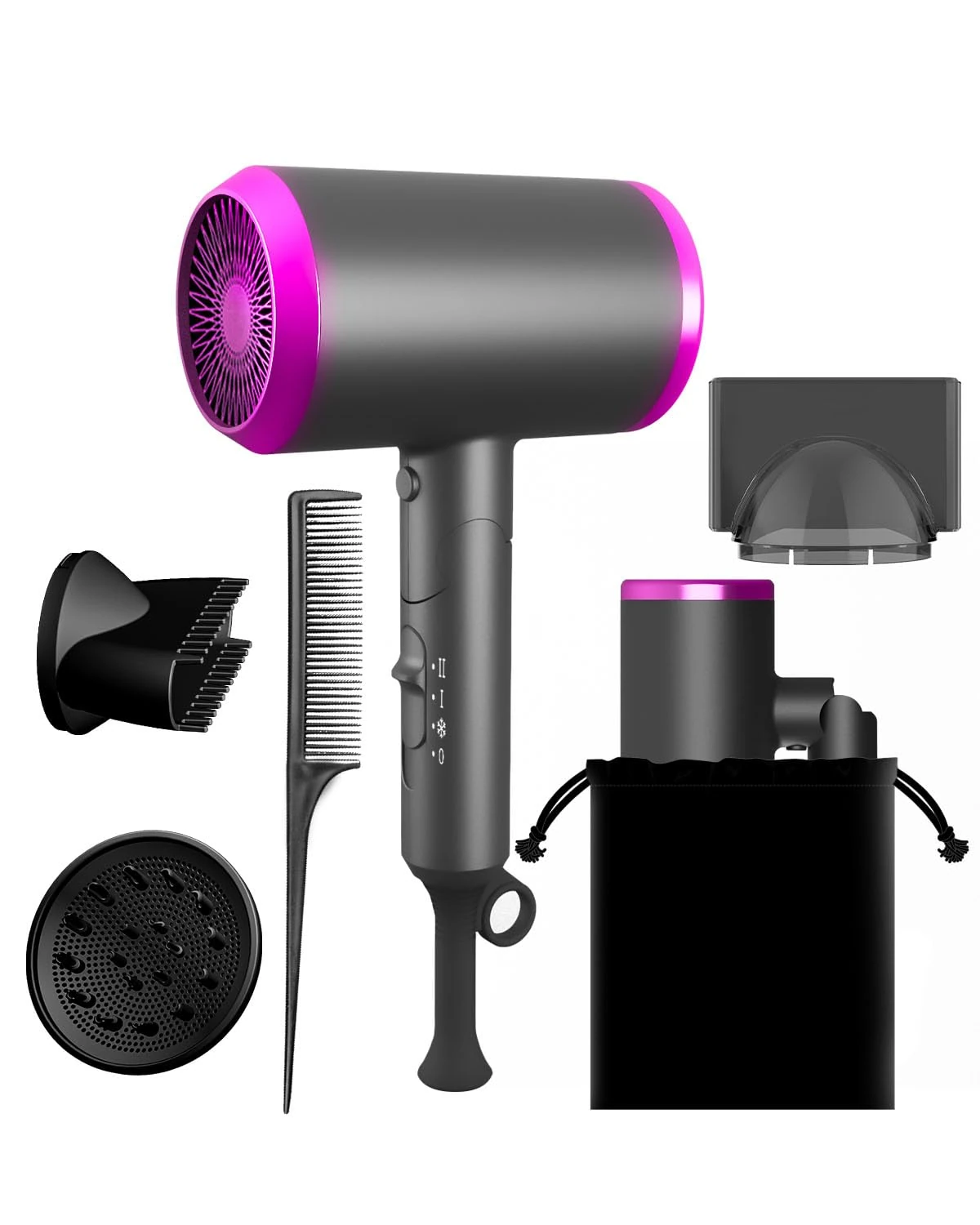 Foldable Travel Hair Dryer for Women & Man,Rantizon 1800W Powerful Travel Hairdryers 3 Speeds Quick Drying,Small Hair Dryer with Diffuser for Salon-Grade Constant Temperature Silent Hair Care