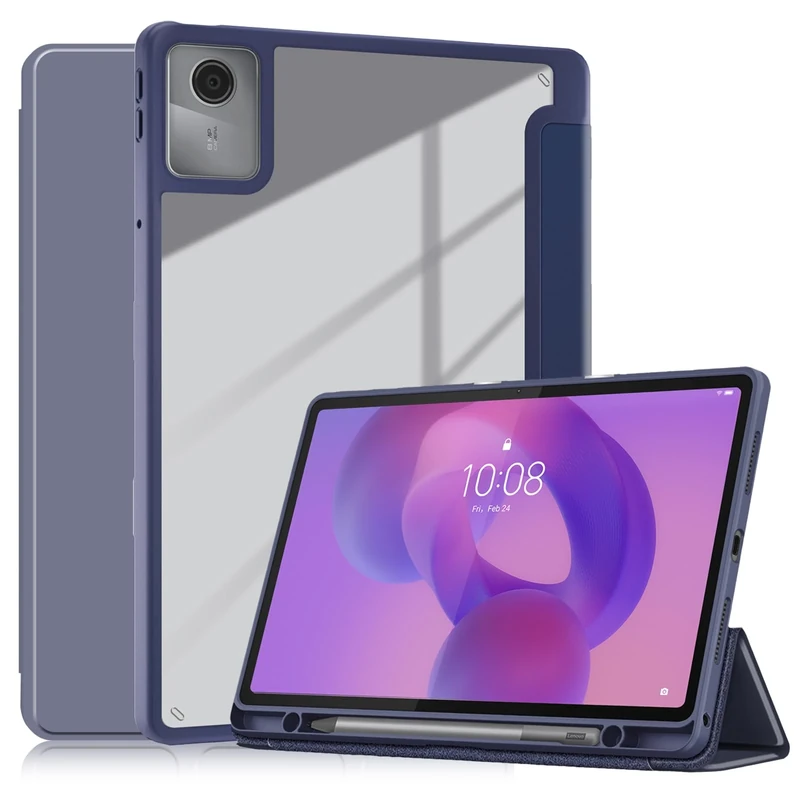 ATOOZ for Lenovo Idea Tab Case with pen holder 11" 2025, Clear Back Cover for Lenovo 11 inch Tablet 2025 (light Purple)