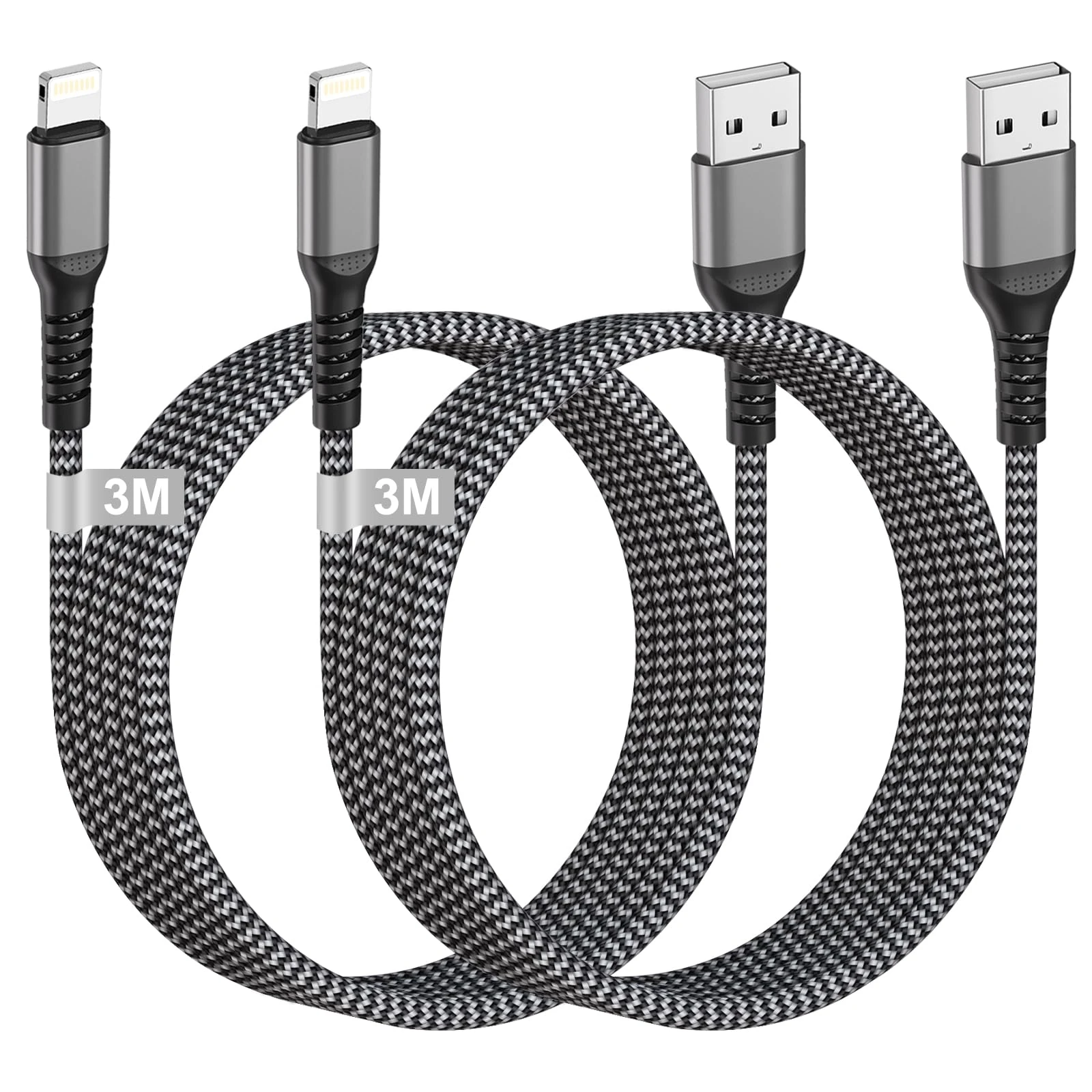 USB to Lightning Cable 3M 2Pack [Apple MFi Certified], Long USB iPhone Charger Cable Braided USb Lightning Cable Fast Charging Cable Wire Lead for iPhone 14 Pro Max/13/12/11/X/8 Plus/SE, iPad, AirPods