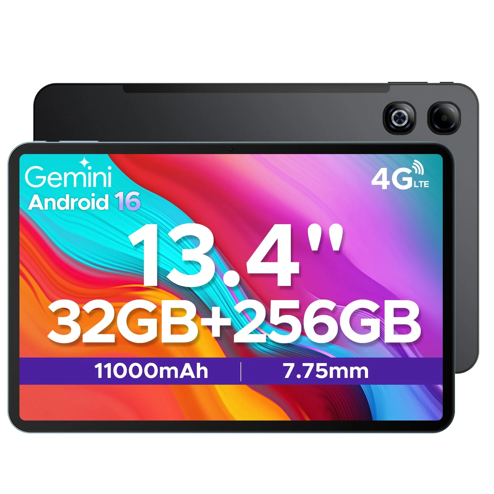 DOOGEE TAB G6 MAX Android 16 Tablets, 13.4 inch FHD+ Tablet, 11000mAh, 32GB RAM + 256GB ROM/2TB, 90Hz IPS Screen Android Tablets, Octa-core Gaming tablet, 5G Wifi/Widevine L1/Face ID/OTG, Black