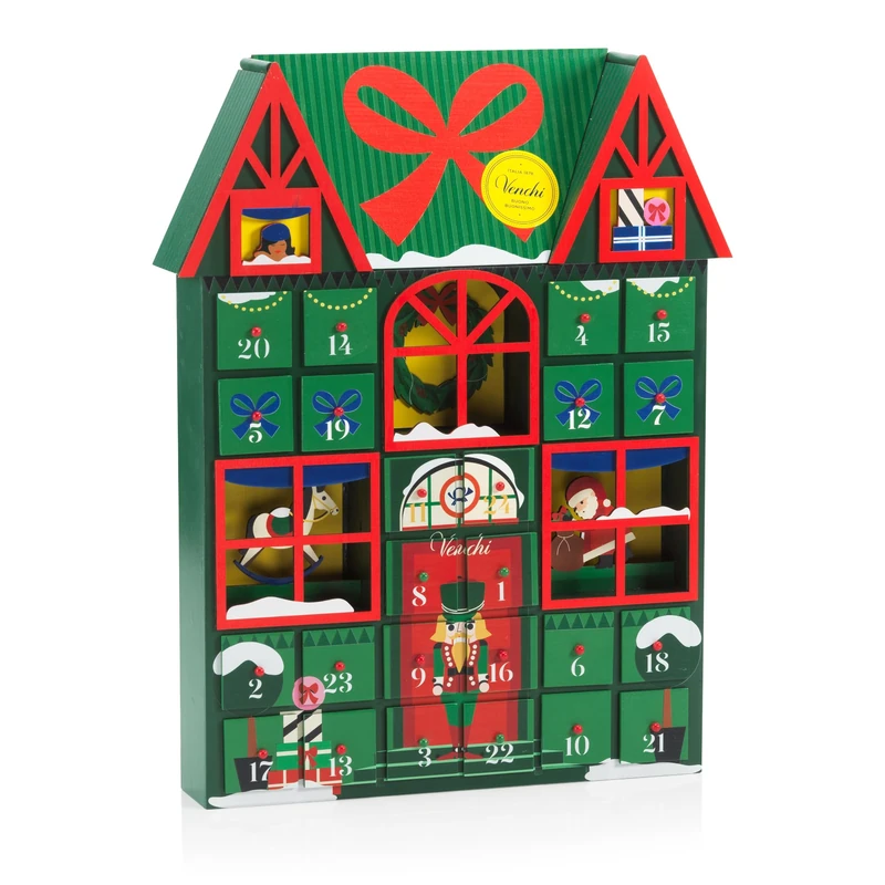 Venchi, Wooden Advent Calendar 2025 with Assorted Chocolates, with “Piedmont Hazelnut”, Limited Edition Alice Bureau, 12.55 oz, Gluten-Free, No Colourings or Preservatives, Gift Idea - Image 1