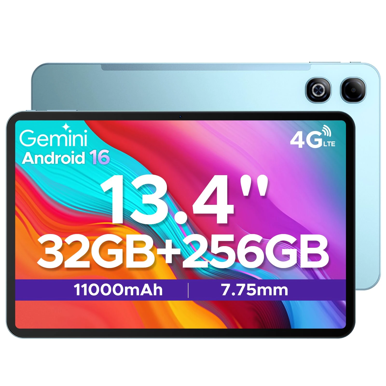 DOOGEE TAB G6 MAX Android 16 Tablets, 13.4 inch FHD+ Tablet, 11000mAh, 32GB RAM + 256GB ROM/2TB, 90Hz IPS Screen Android Tablets, Octa-core Gaming tablet, 5G Wifi/Widevine L1/Face ID/OTG, Blue