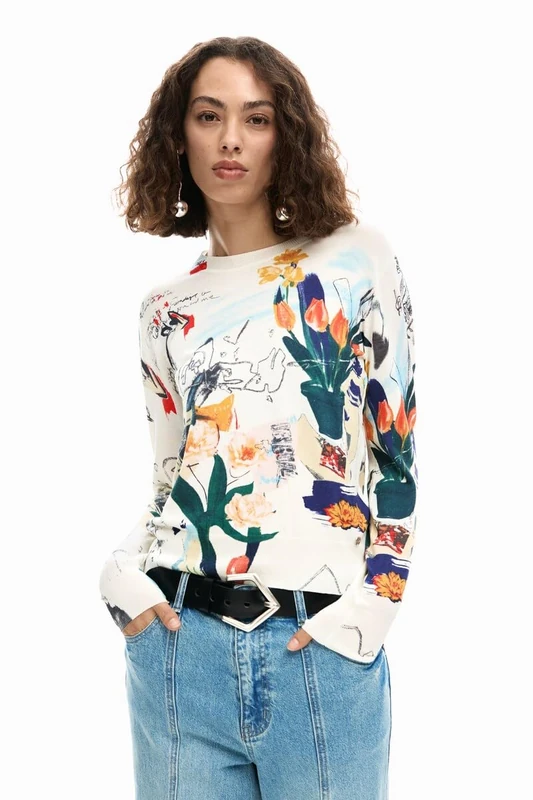 Desigual Women's Sweater Collection, Off White, S
