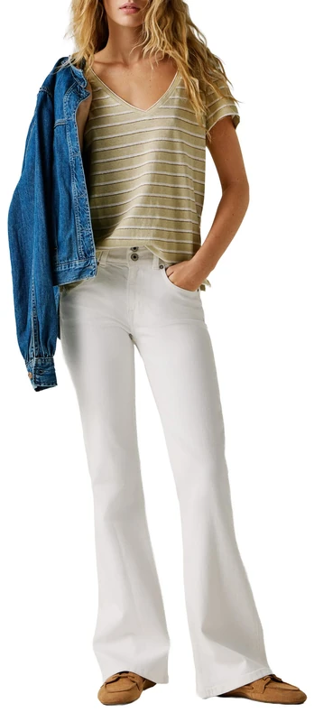 Pepe Jeans Women's Flare Jeans MW Venus, White (Denim-1CA), 32W x 34L