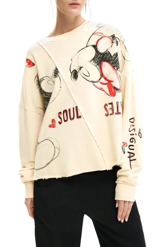 Desigual Women's Muak Lmickey Sweatshirt, Black/White, XL - Image 1