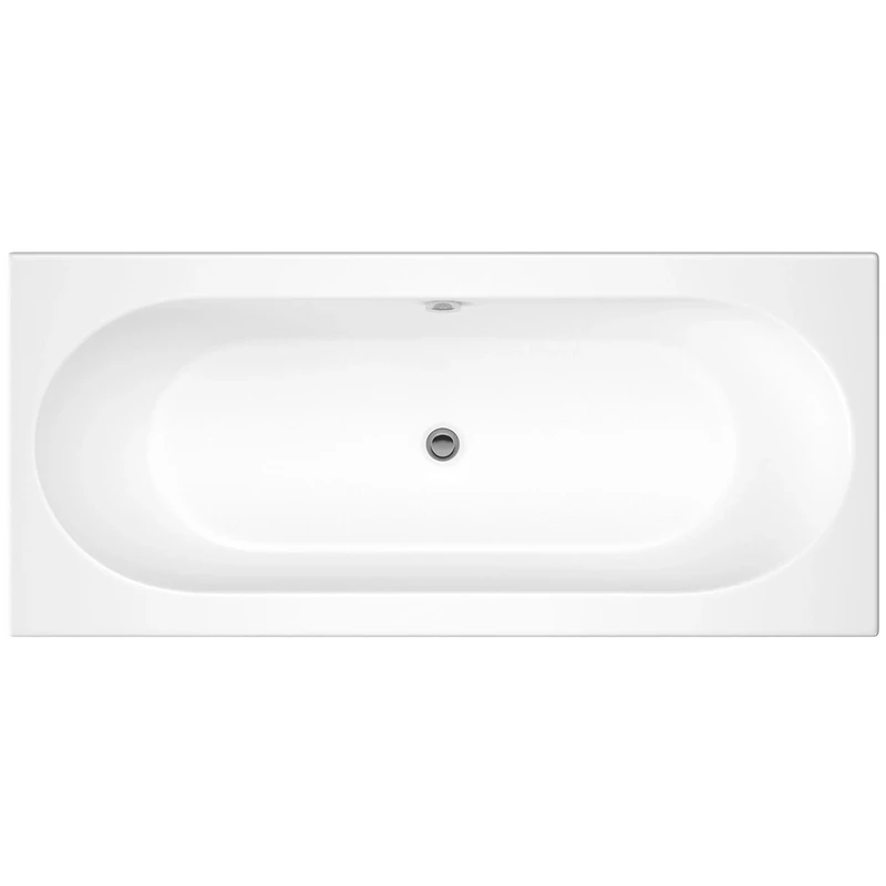 iBathUK Standard Round Double Ended Bath, Modern Straight Edge Design, Compact Space-Saving Fit, Durable and Easy to Clean, Ideal for Contemporary Bathrooms in White Acrylic Tub, 1700x700mm