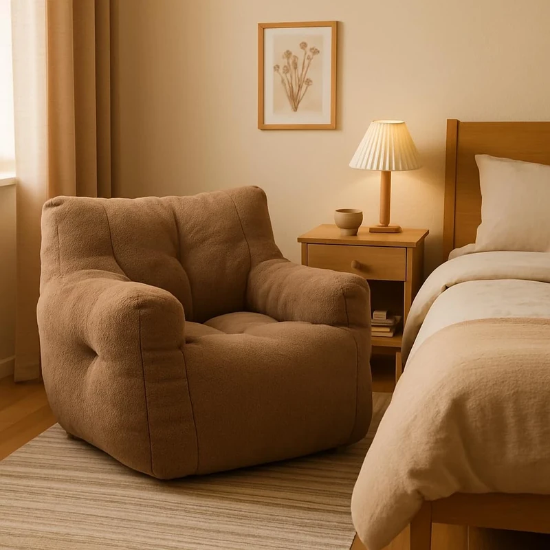 FurnitureR 1-Pack Brown Bedroom Soft, Plush Comfort Upholstery, Ideal for Bedrooms, Soothing and Supportive Seating