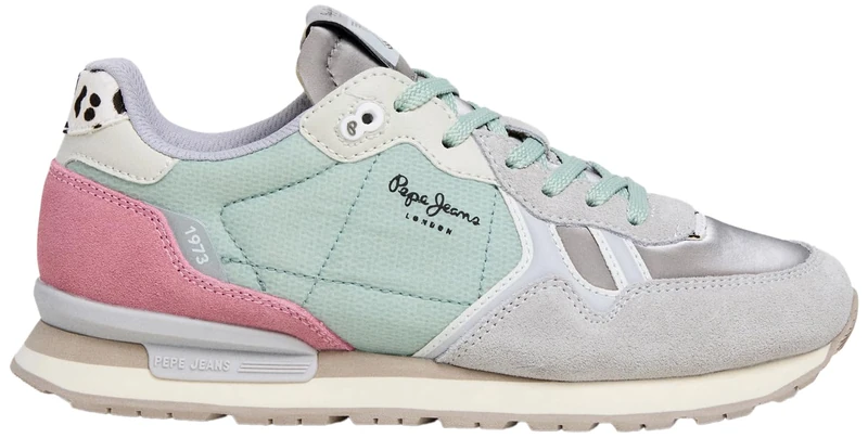 Pepe Jeans Women's BRIT Glen W Sneak, Grey (Light Grey), 8 UK