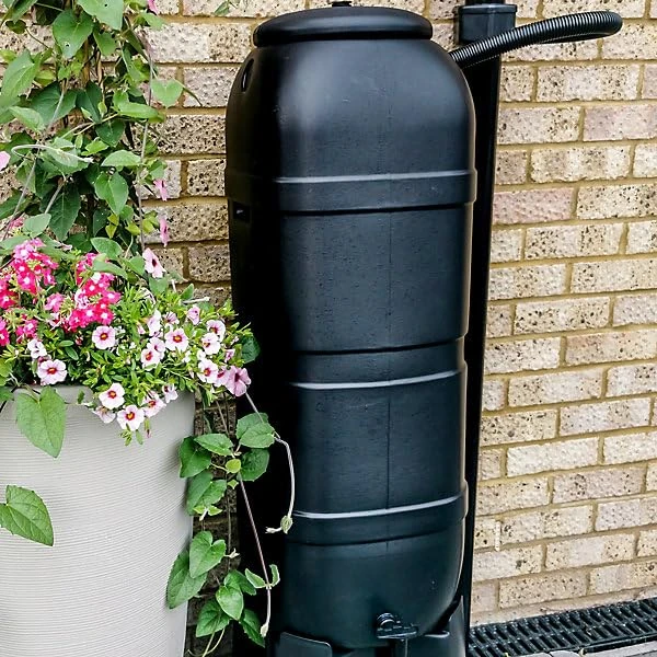Made in the UK Garden Water Butt Kit, 100L Slimline Rain Tank with Stand and Filler Kit