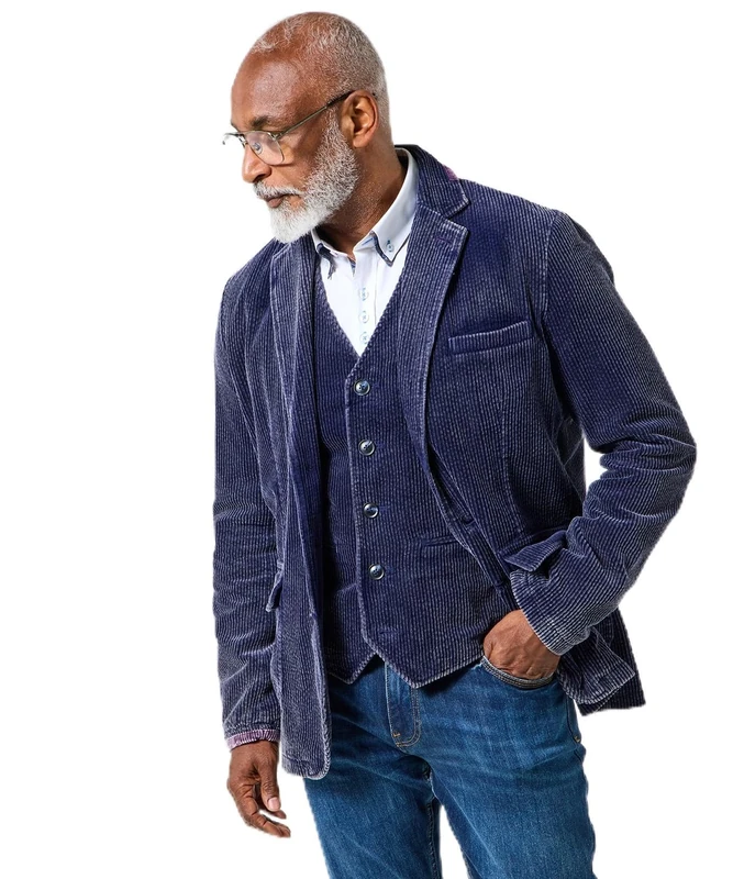 Joe Browns Men's Elbow Patch Corduroy Blazer, Regular, Navy, UK 48