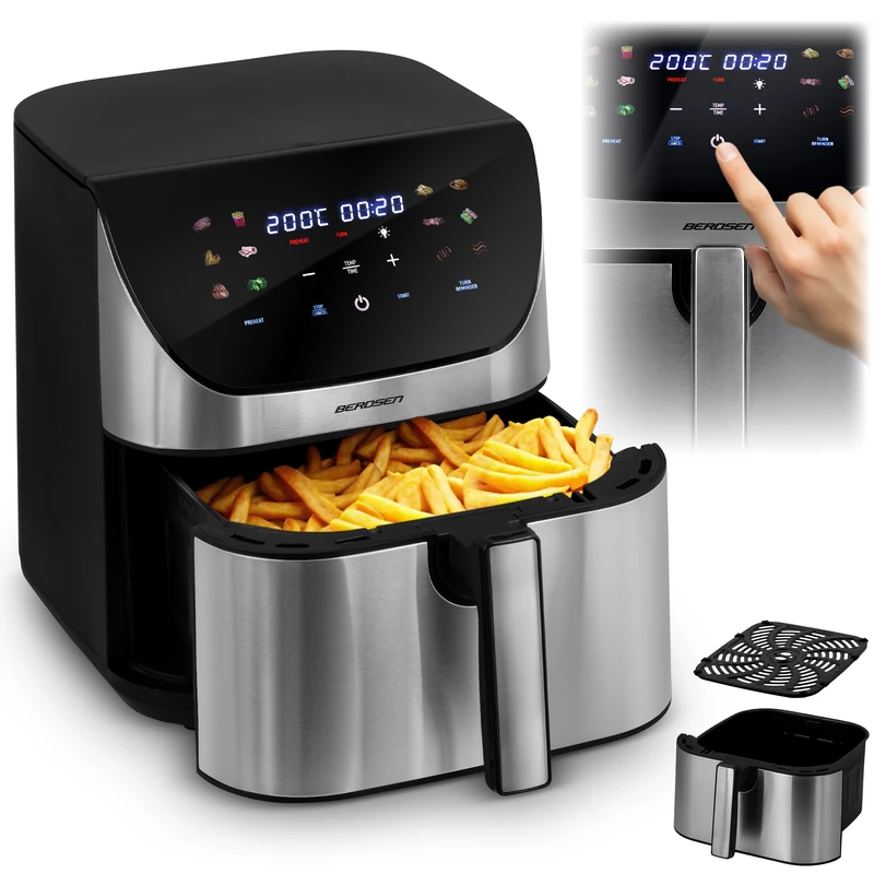 Berdsen XXL 8L Hot Air Fryer with Touchscreen 1700 W 12 Programmes Healthy without Fat
