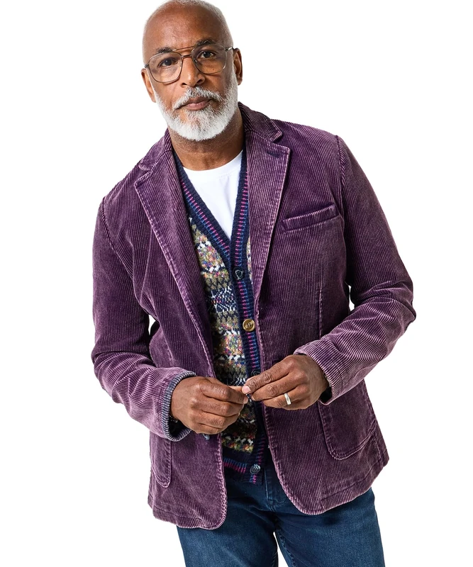 Joe Browns Men's Elbow Patch Corduroy Blazer, Regular, Purple, UK 46