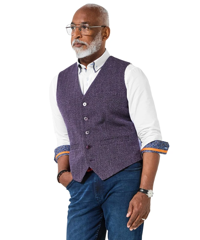 Joe Browns Men's Stylish Formal Waistcoat Blazer, Purple, 48