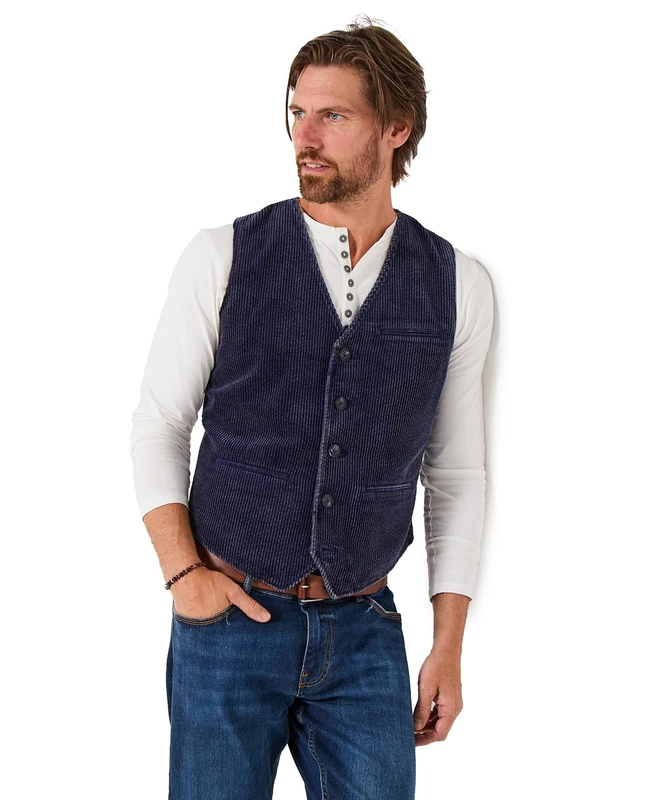 Joe Browns Men's Stylish Cord Front Waistcoat, Regular, Navy, UK 40
