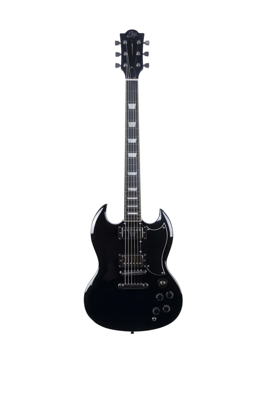 EKO GUITARS DV-300 Electric Guitar, Poplar Body, Maple Handle, Laurel Fingerboard, 2 Humbuckers, Tune‑O‑Matic Bridge, 22 Keys, SG Style, Black
