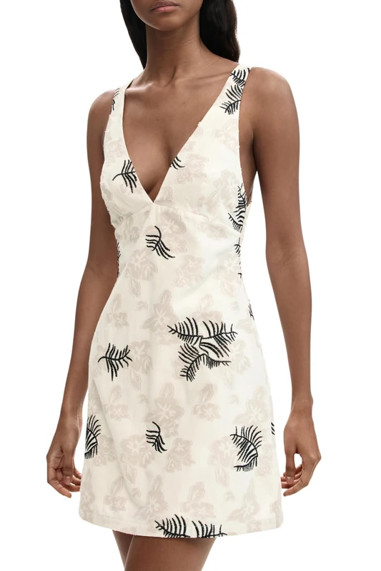Desigual Women's Collection Sleeveless Dress, Off White, L