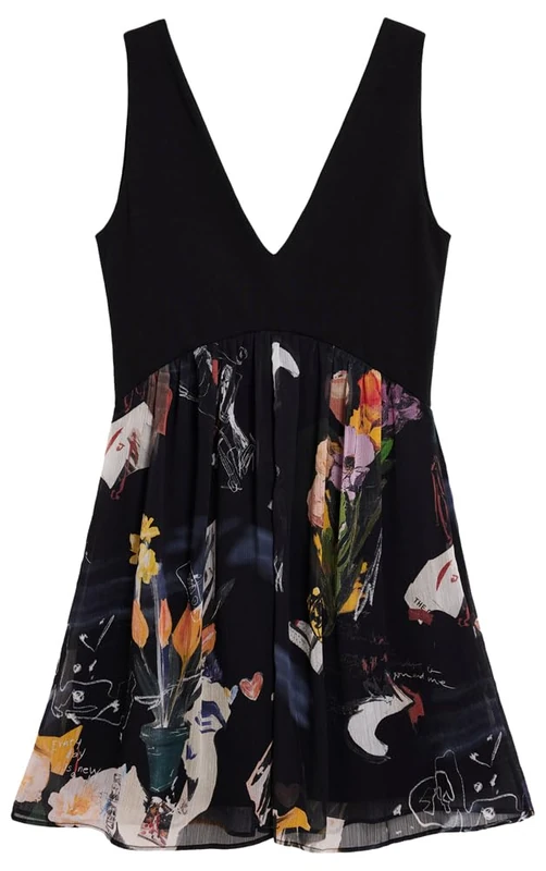 Desigual Women's Uve Mllage Dress, Black/White, L