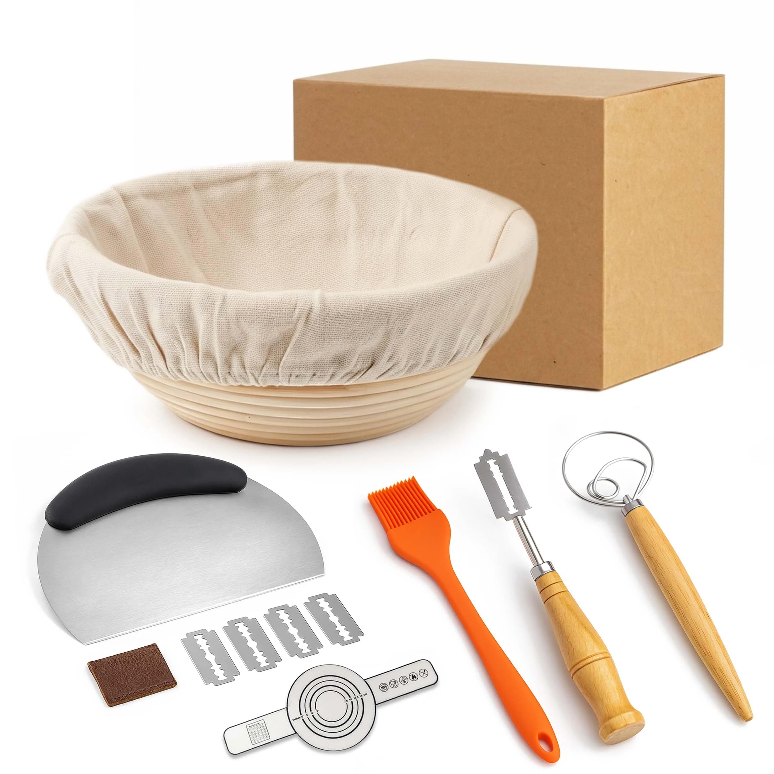 Bread Proofing Basket - All-Natural Sourdough Starter Kit with Banneton, Sourdough Proving Basket kit with Cloth Liner & Accessories – Perfect for Rustic, Homemade Artisan Bread