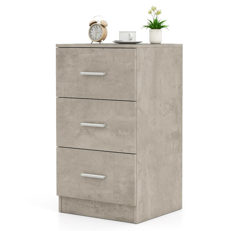 FANTASK Side Table Bedside Table with 3 Drawers Bedside Table 37 x 34 x 66.5 cm for Living Room Bedroom Study - Image 1