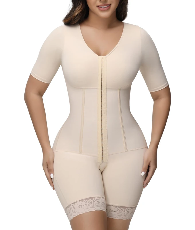 M MYODRESS Fajas Colombianas Shapewear for Women Body Shaper Tummy Control Bbl Faja Stage 2 High Compression Post Surgery Tummy Tuck Compression Garment Curvy Faja Corset with Arm Sleeves - Image 1