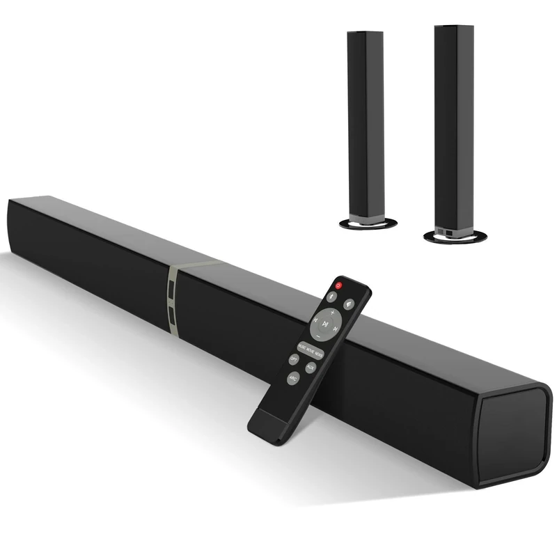 HoYLluDLL 2.0-channel Soundbar for TV, 32 Inch Divisible 2-in-1 Sound bar, Soundbar Bluetooth 5.3 with 3 EQ Modes and 3D Surround Sound, TV Speaker Soundbars with ARC/Optical/Aux, Black