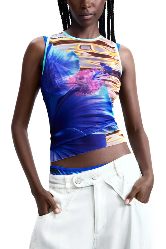 Desigual Women's Swim Cancun T-Shirt, Blue, S