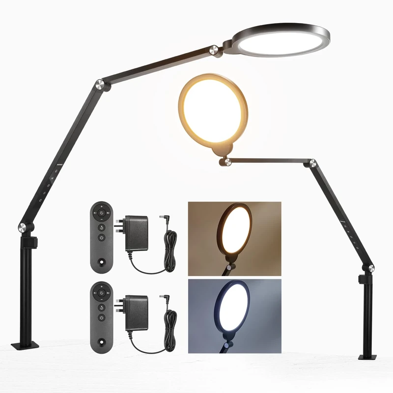 NEEWER BASICS 18W 7" Ring Light with Desk Stand/C Clamp, 2 Pack 3000K-6500K Dimmable Full Screen LED Circle Lighting for Video Conference Streaming Phone Selfie Recording Laptop Computer Zoom, R18