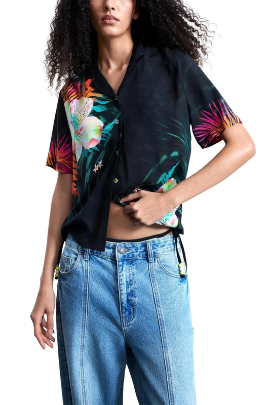 Desigual Women's Swim Daikiri T-Shirt, Black/White, XS - Image 1