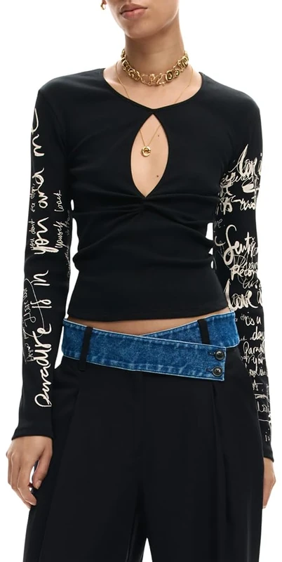 Desigual Women's Zagreb T-Shirt, Black/White, XS