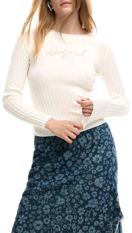 Desigual Women's Collection Long Sleeve T-Shirt, White, M - Image 1