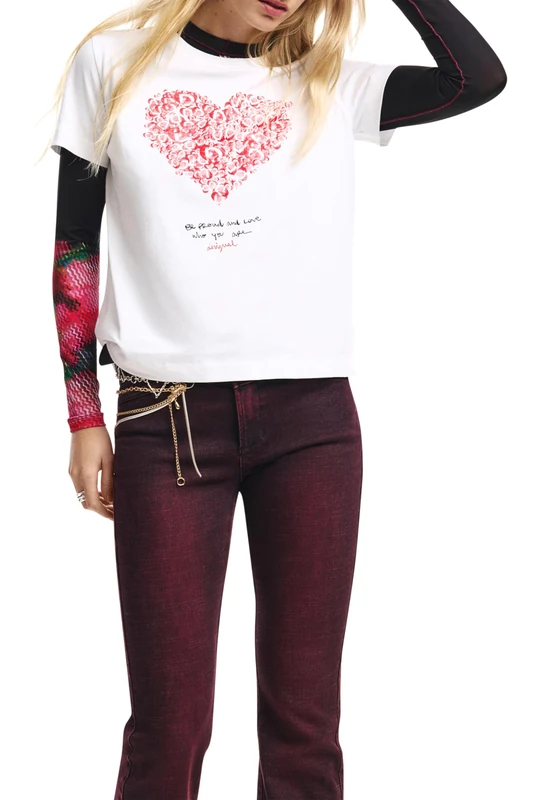 Desigual Women's Collection Short Sleeve T-Shirt, White, L - Image 1