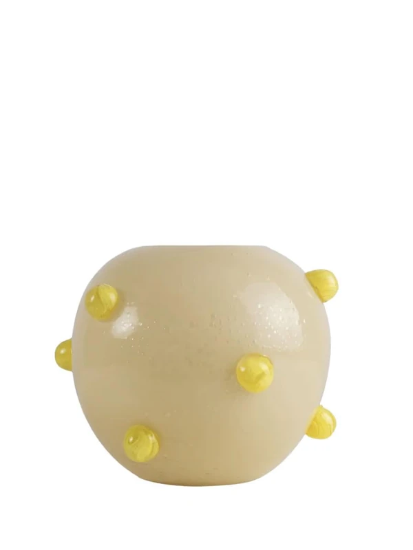 ByON Arlo 5280608010 Vase - Mouth-Blown Design Glass Vase in Beige/Yellow - Diameter 30 x Height 23 cm - Handmade Decorative Highlight with Glass Balls - Unique by ByON Studio - Image 1